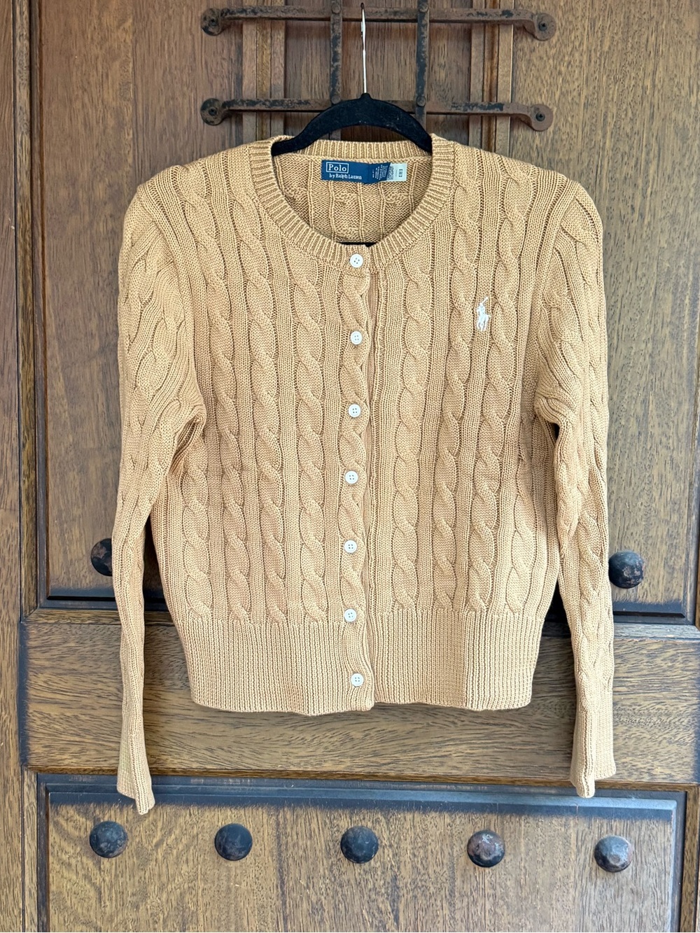 Polo Ralph Lauren Camel Cable-Knit Button Cardigan size L